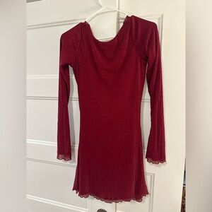 Leshner Long Sleeve Mini Dress Burgundy